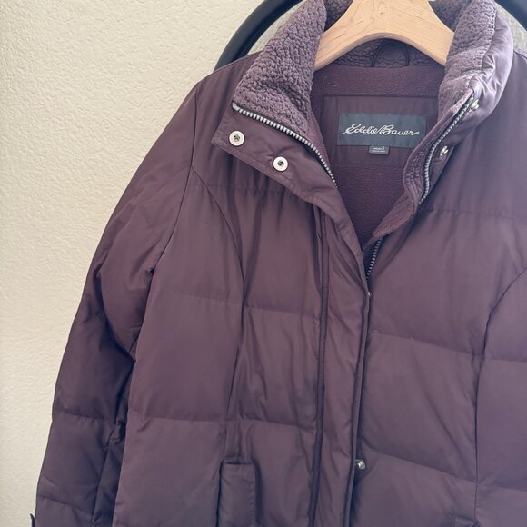 Eddie Bauer Plum Purple Down Filled Long Coat Size Small - Picture 2 of 7